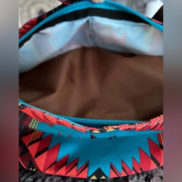 Kavu Vibrant Teal and Green Aztec Print Backpack - Picture 3 of 12